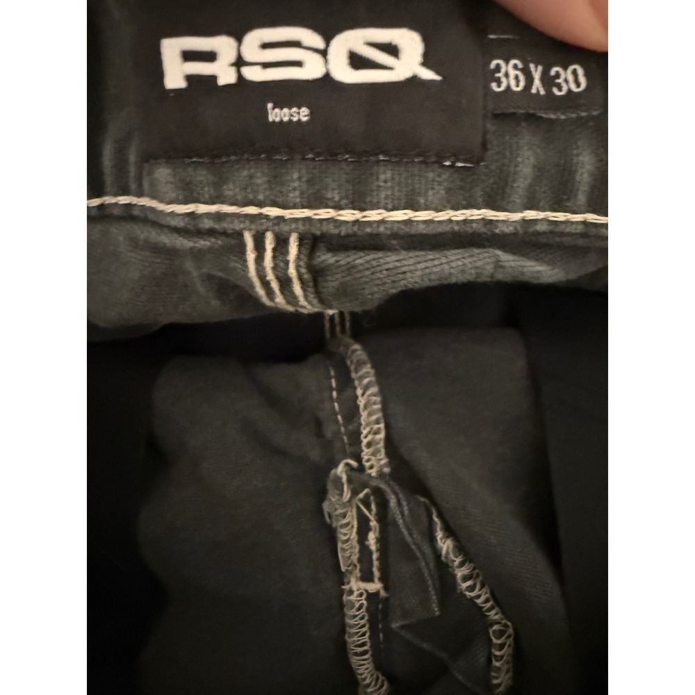 RSQ Mens Loose Fit Carpenter Pants Gray White Stitch Size 36x30 Workwear - Picture 4 of 4